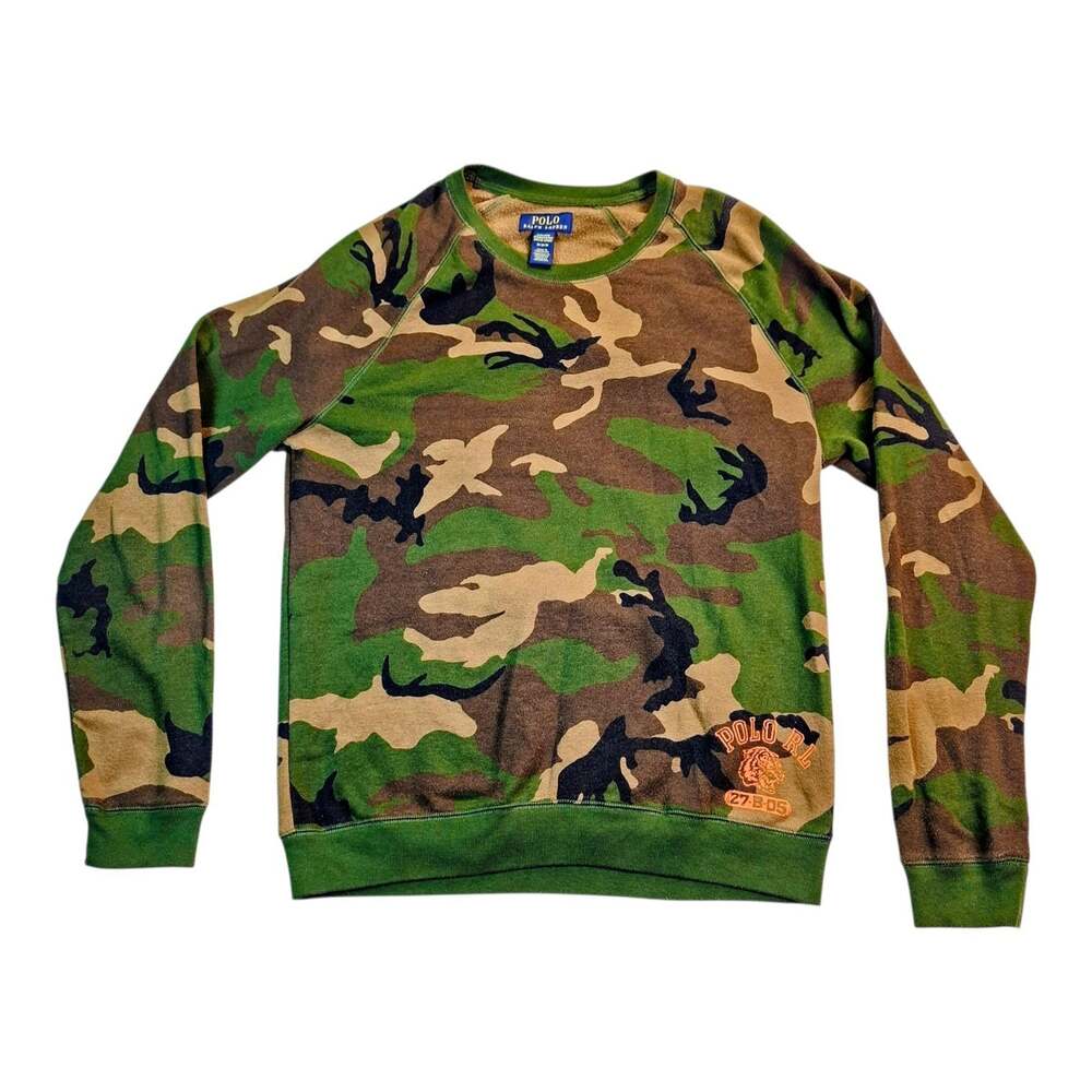 Polo Ralph Lauren Sweatshirt Mens M Multi Camouflage Raglan Sleeve Loungewear